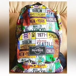 NWOT! HARD ROCK CAFE LICENSE PLATE PRINT PACKABLE BACKPACK